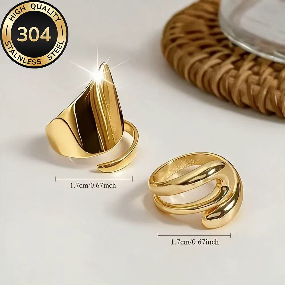 2pcs High-Quality Hypoallergenic Stainless Steel Stackable Rings